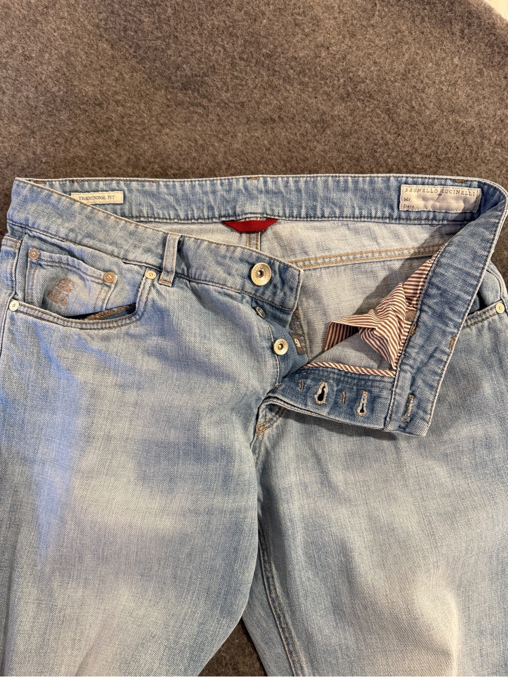 Brunello Cucinelli Light Blue Traditional fit denim - Picture 4 of 6